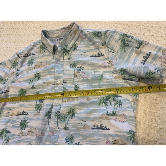 Chaps‎ Coastal Wash Men's Hawaiian Shirt – Size L -100% Cotton Chambray - Picture 3 of 13